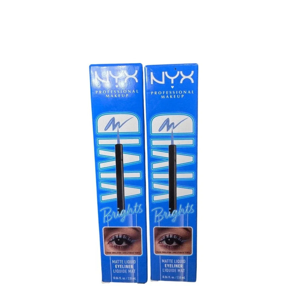 NYX‎ Vivid Brights Matte Liquid Eyeliner Cobalt Crush VBLL05 Blue 2 Pack NEW